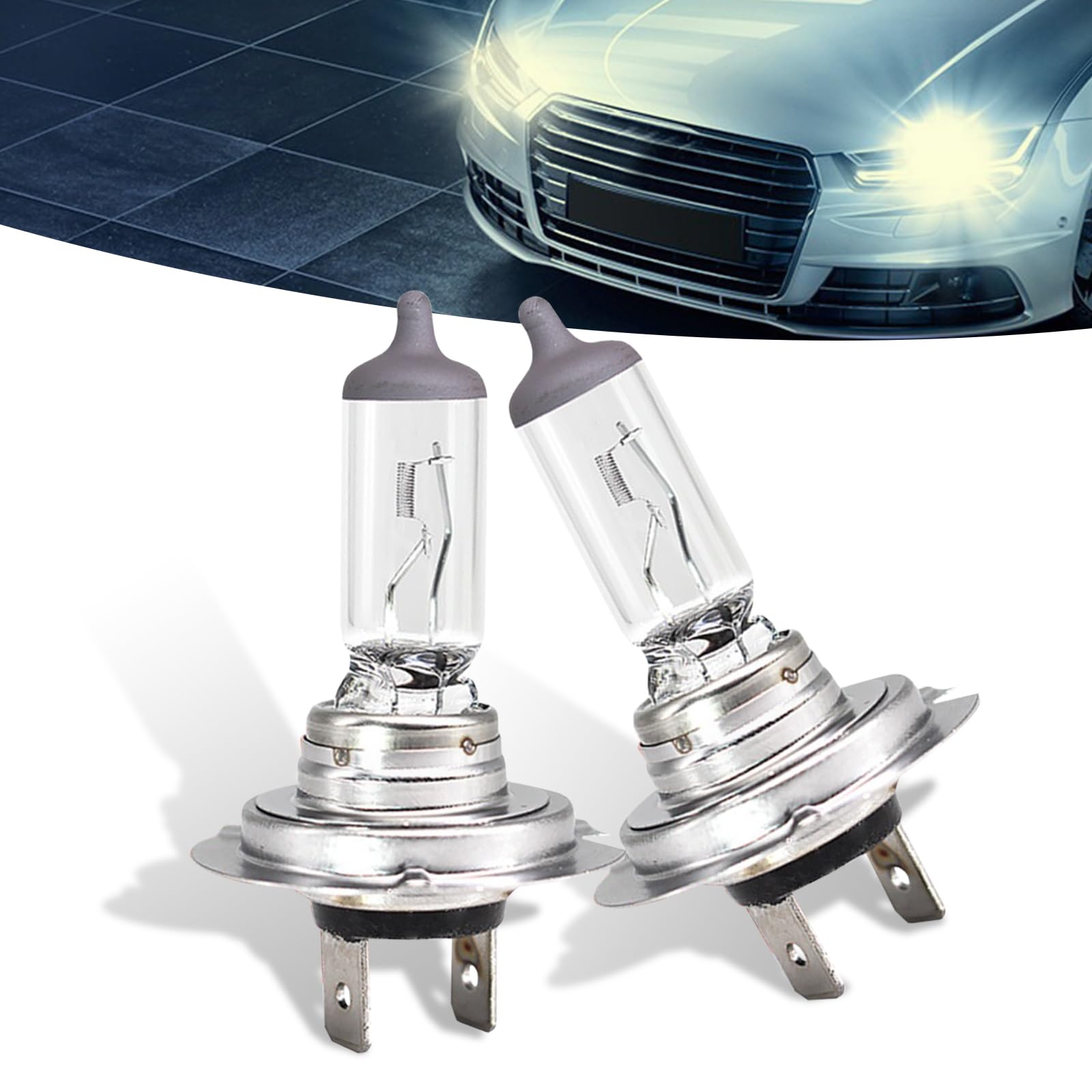 gunhunt 2 PCS Car H7-55W Halogen Bulbs,12V Quartz Lamp Beam Low/High Beam Fog Light Replacement, All-in-one Plug and Play Bulb, Suitable for Replacement of Original H7 Bulb Model (Warm white light)
