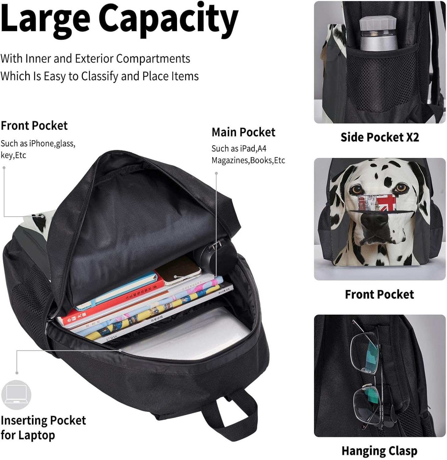 3 in1 Travel Laptop Backpack with Lunch Bag and Pencil Case Casual Daypack image 5