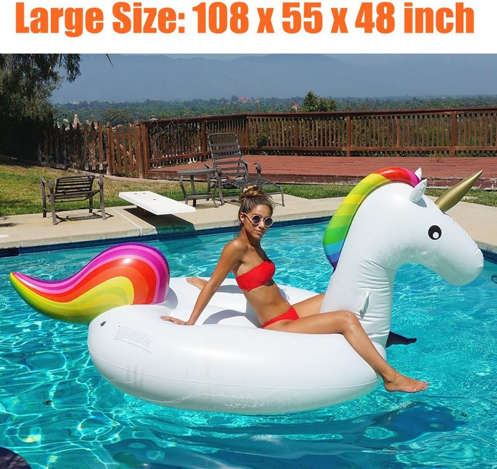 Pool Float, Tongwing Giant Inflatable Unicorn Pool Floats for Adults and Kids,108 x 55 x 48 inch