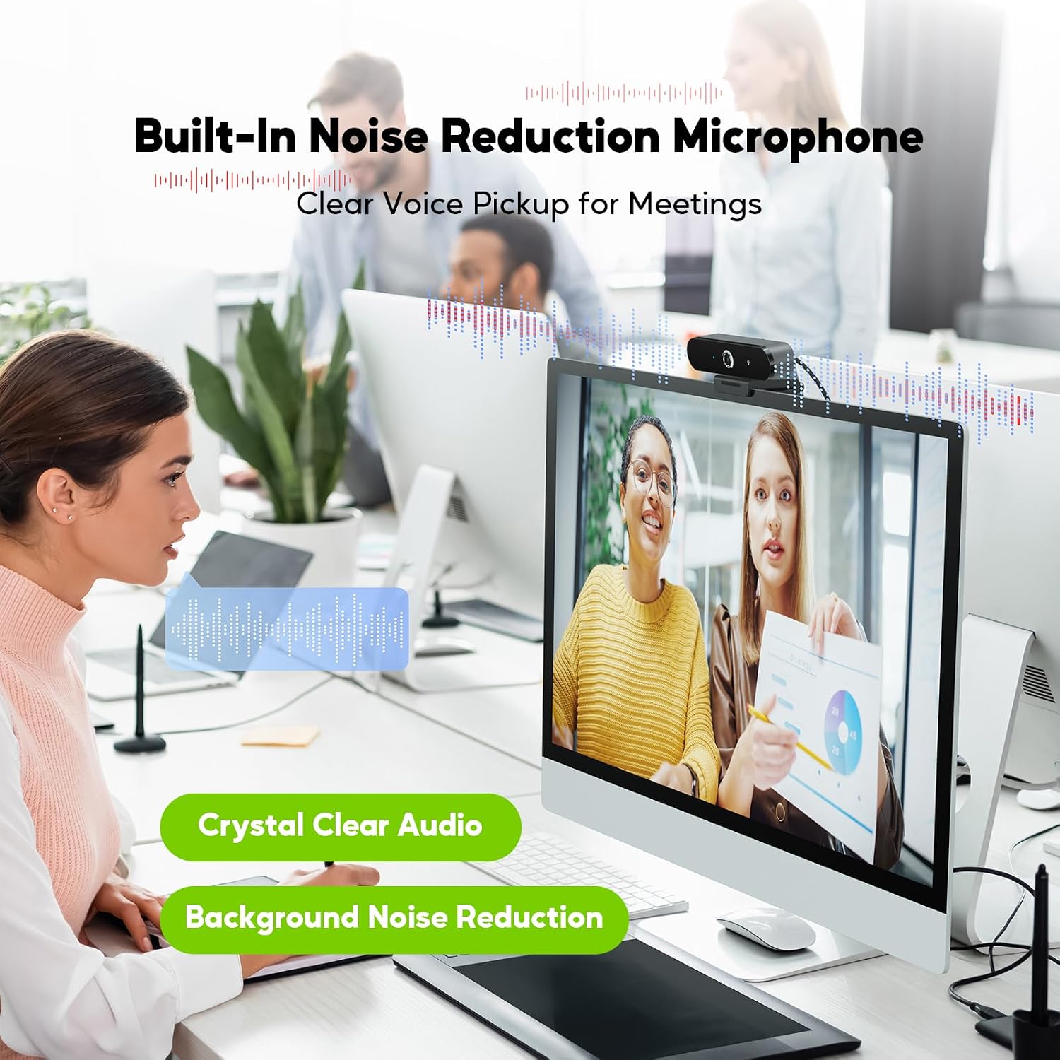Nisheng M3 Webcam with built-in noise reduction microphone