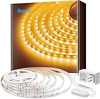 Govee 16.4ft Warm White LED Strip Lights 300 LEDs 3000K Dimmable Control Box for Bedroom Kitchen Cabinets Living Room