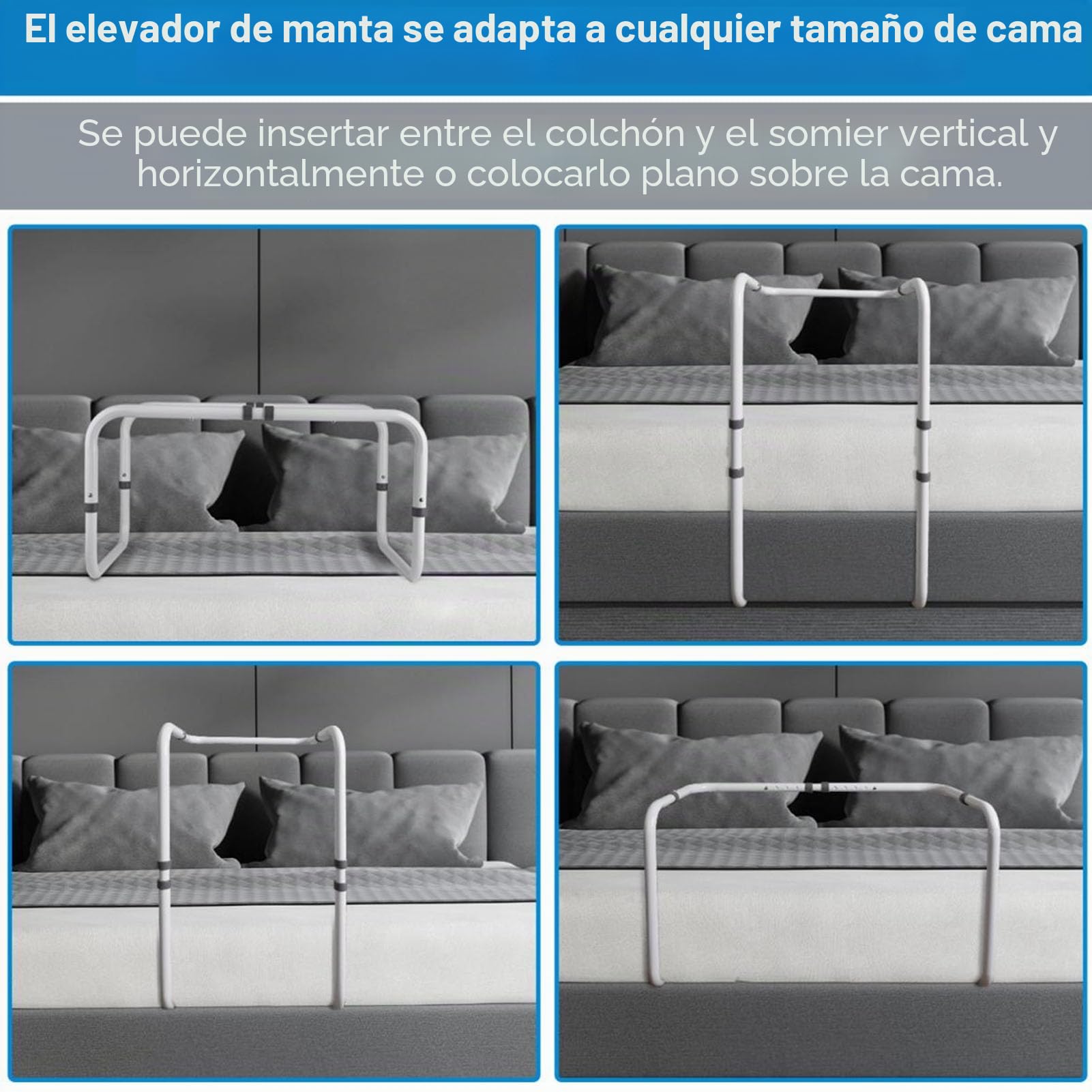 Zunate Elevador de Manta Ajustable para Pies, Reduce la Presión, Fácil Instalación y Portabilidad, Longitud Ajustable, Adecuado para Cama, Recuperación Posquirúrgica, Marco de Soporte