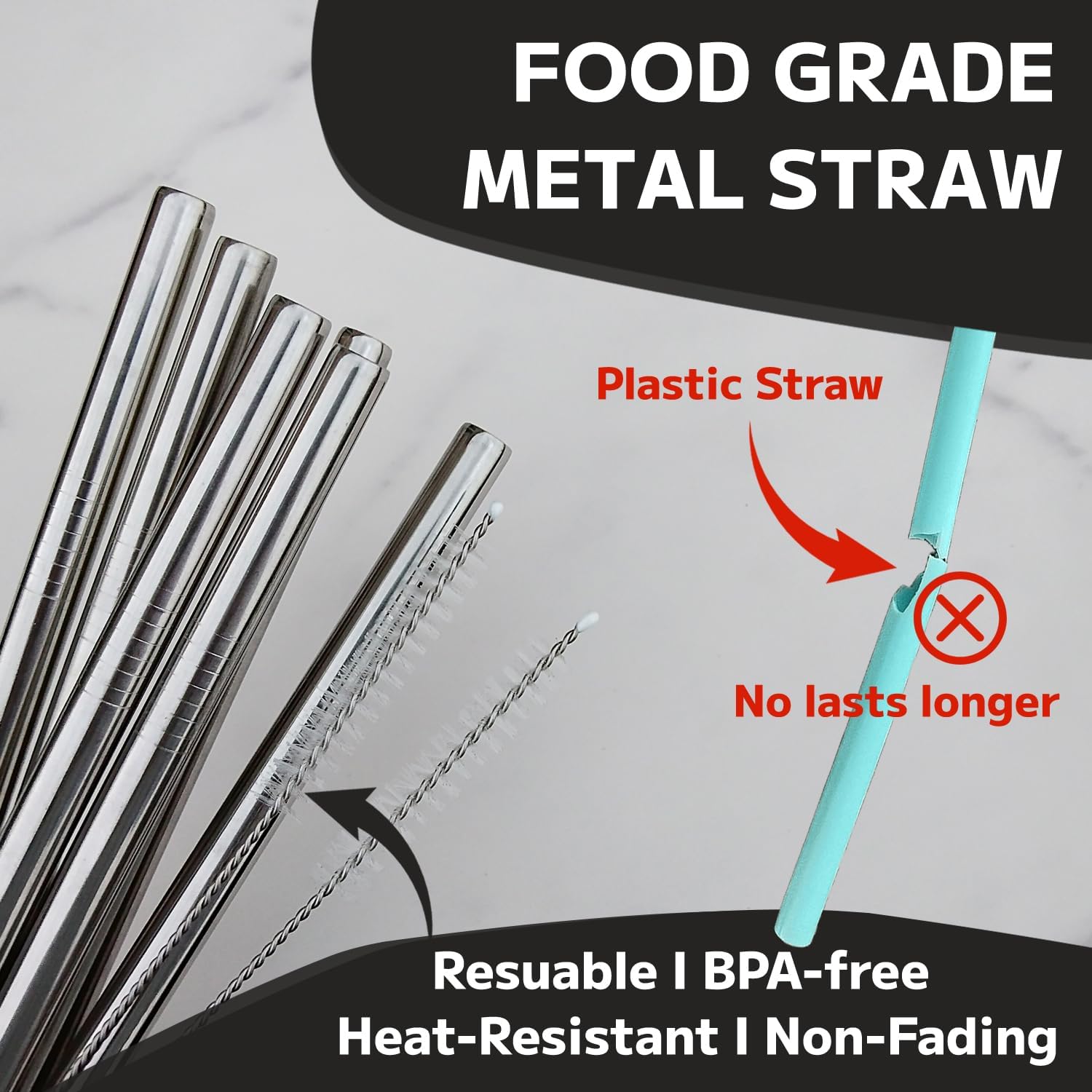 MIMORE Metal Straw for Owala Freesip Tumbler 40 oz - 6 PCS Satinless Steel Straws Compatible with Owala Straw Replacement - Resuable & Dishwasher Safe - Image 6