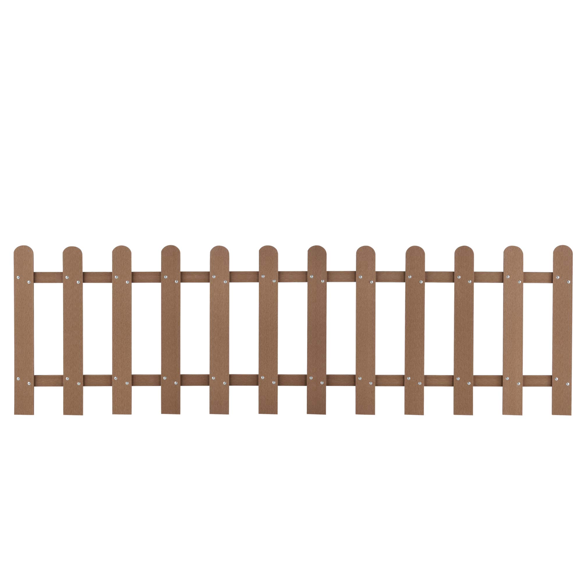 NEU.HOLZ Steccato per Giardino Recinzione a 12 Doghe Verticali in WPC Staccionata in Legno Composito 200 x 60 cm per Orto Aiuola - Marrone