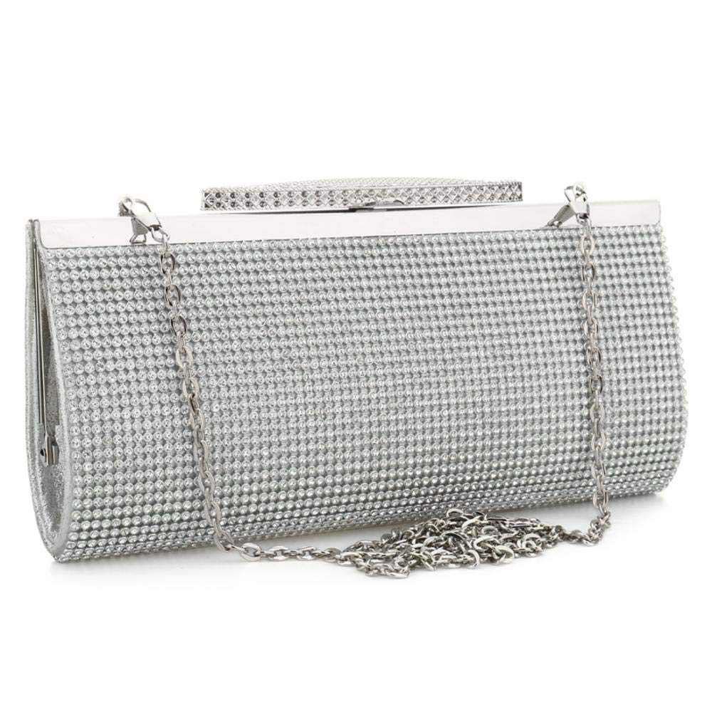 KALINNU Evening Party Clutch Handbag Bling Shiny Sparkly Rhinestone Wedding Purse for Women