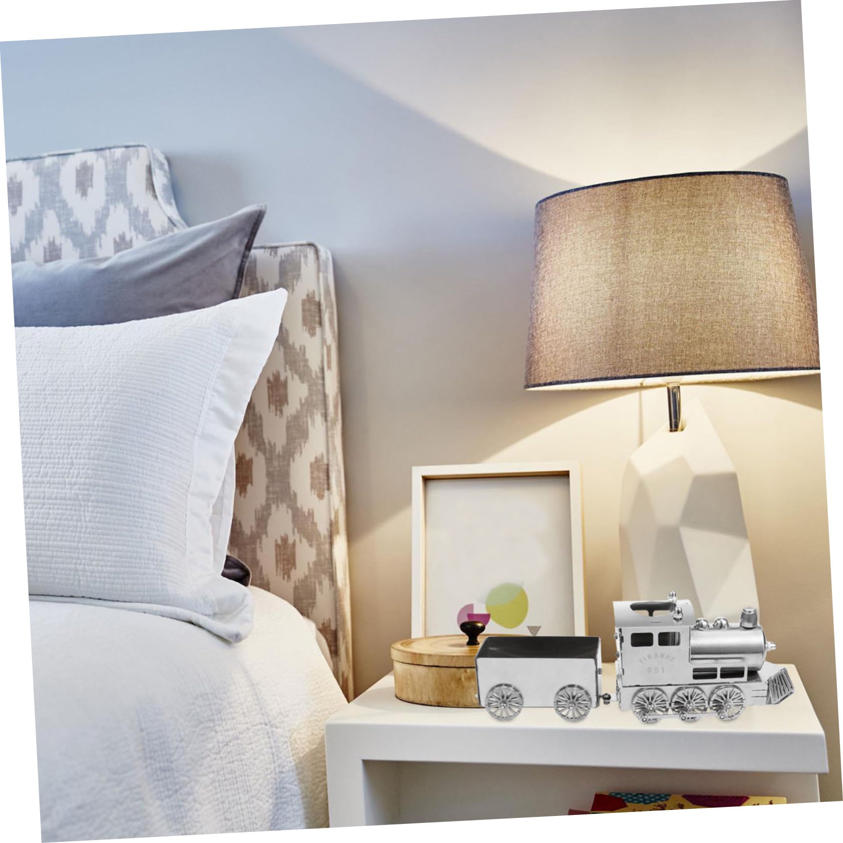 FOYTOKI Steam Locomotive Statue Train Set for Adults Train Decorations Locomotive Model