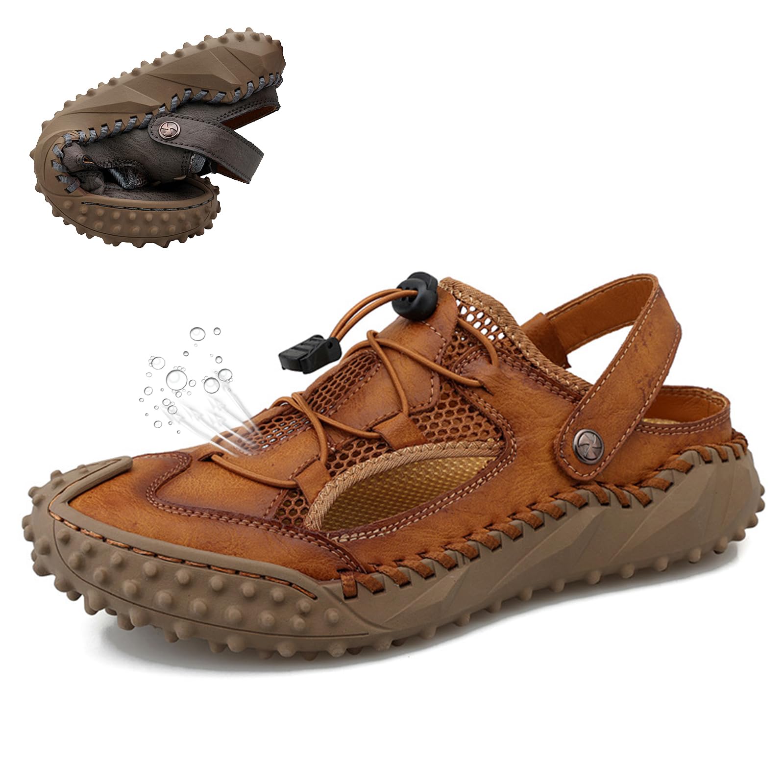 Sandały sportowe męskie antypoślizgowe buty górskie oddychające skórzane trekking casual sandały plażowe na zewnątrz piesze wycieczki