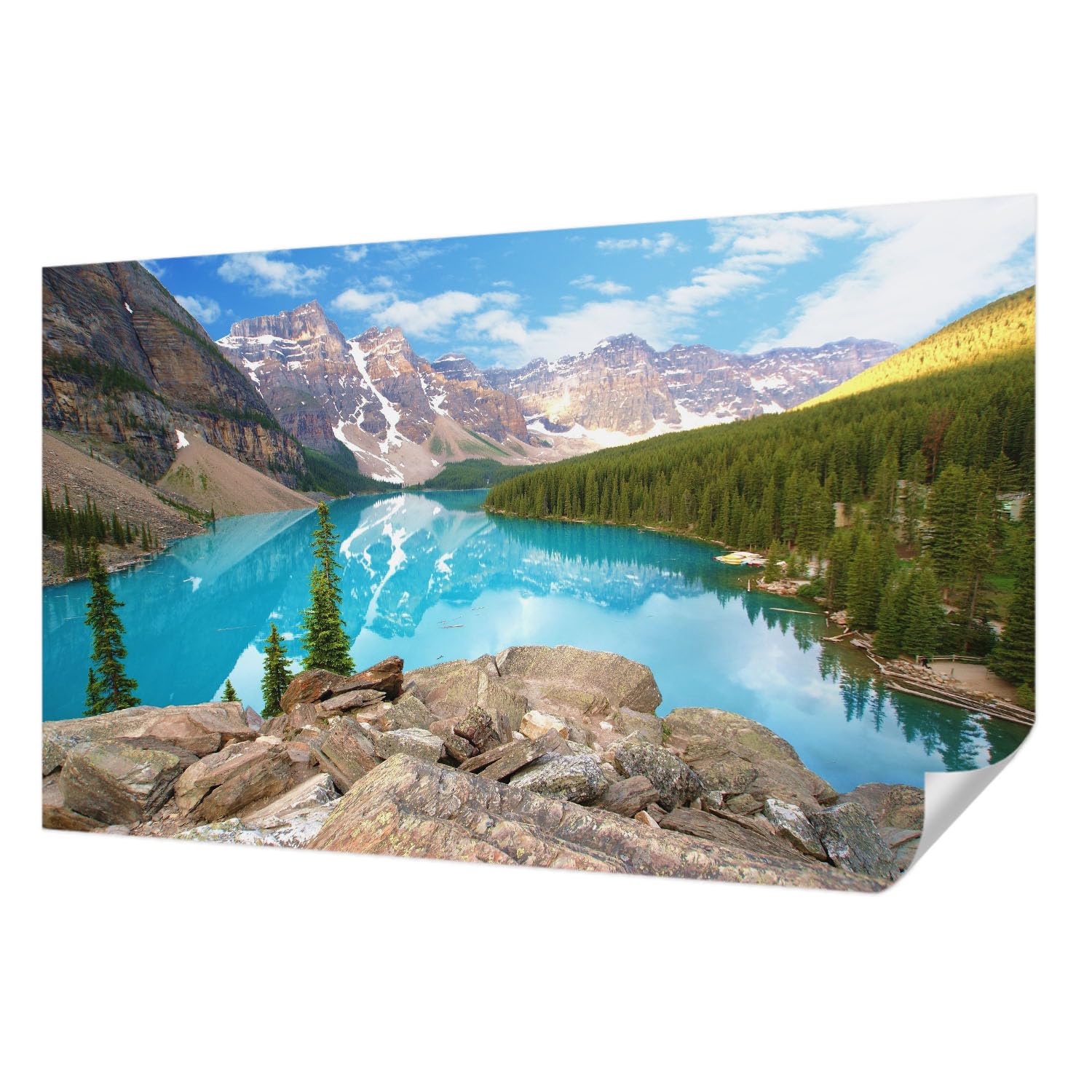 Papier peint photo autocollant lac bleu pour chambre et salon décoration panoramique