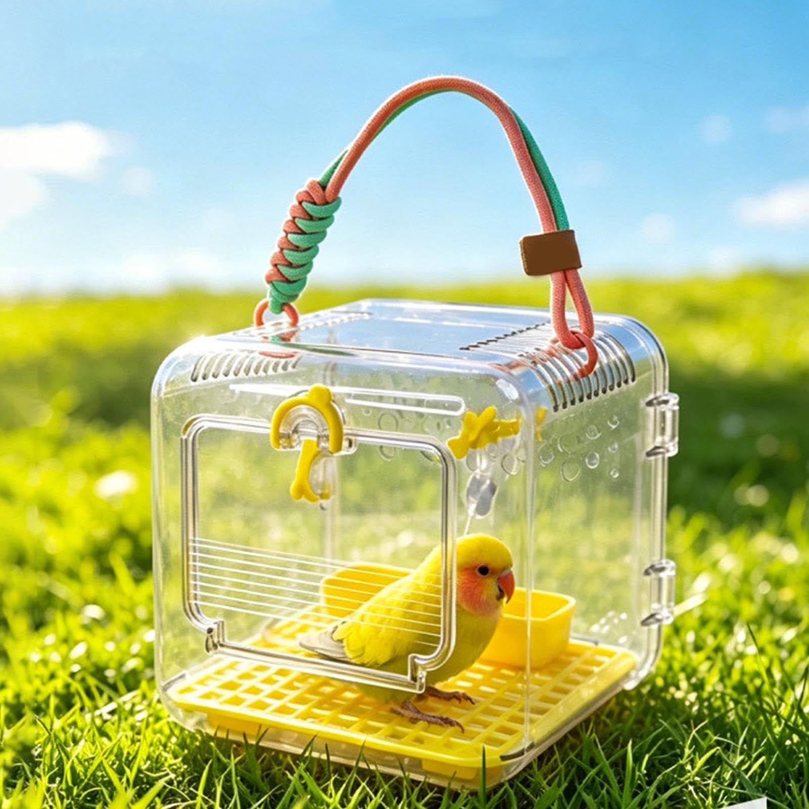 Small Bird Carrier Travel Cage Portable Acrylic Bird Carrier with Handle