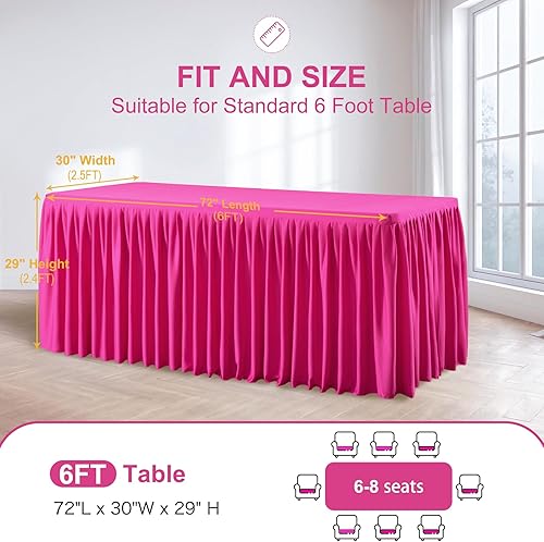 Miniatura 149 de Wish Care Paquete de 2 manteles rectangulares negros para mesas de 6 pies, manteles ajustables de poliéster elásticos 6T para fiestas, bodas, ferias