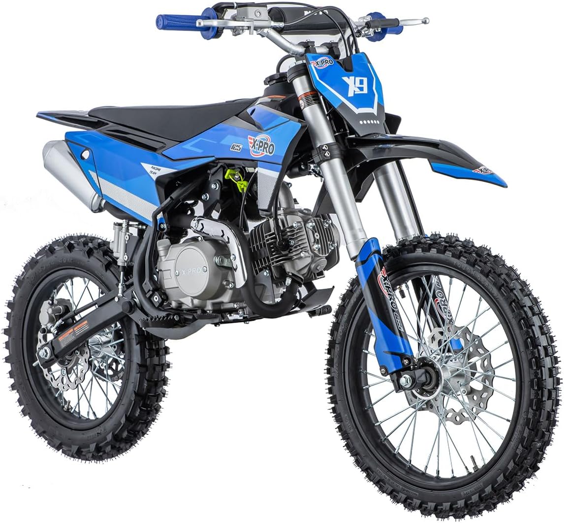 X-PRO X9 125cc Dirt Bike Adults Pit Bike 125 Pitbike,Big 17"/14" Tires!(Blue)