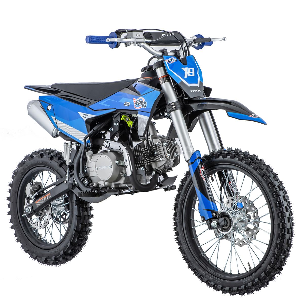 X-PRO X9 125cc Dirt Bike Adults Pit Bike 125 Pitbike,Big 17"/14" Tires!(Blue)