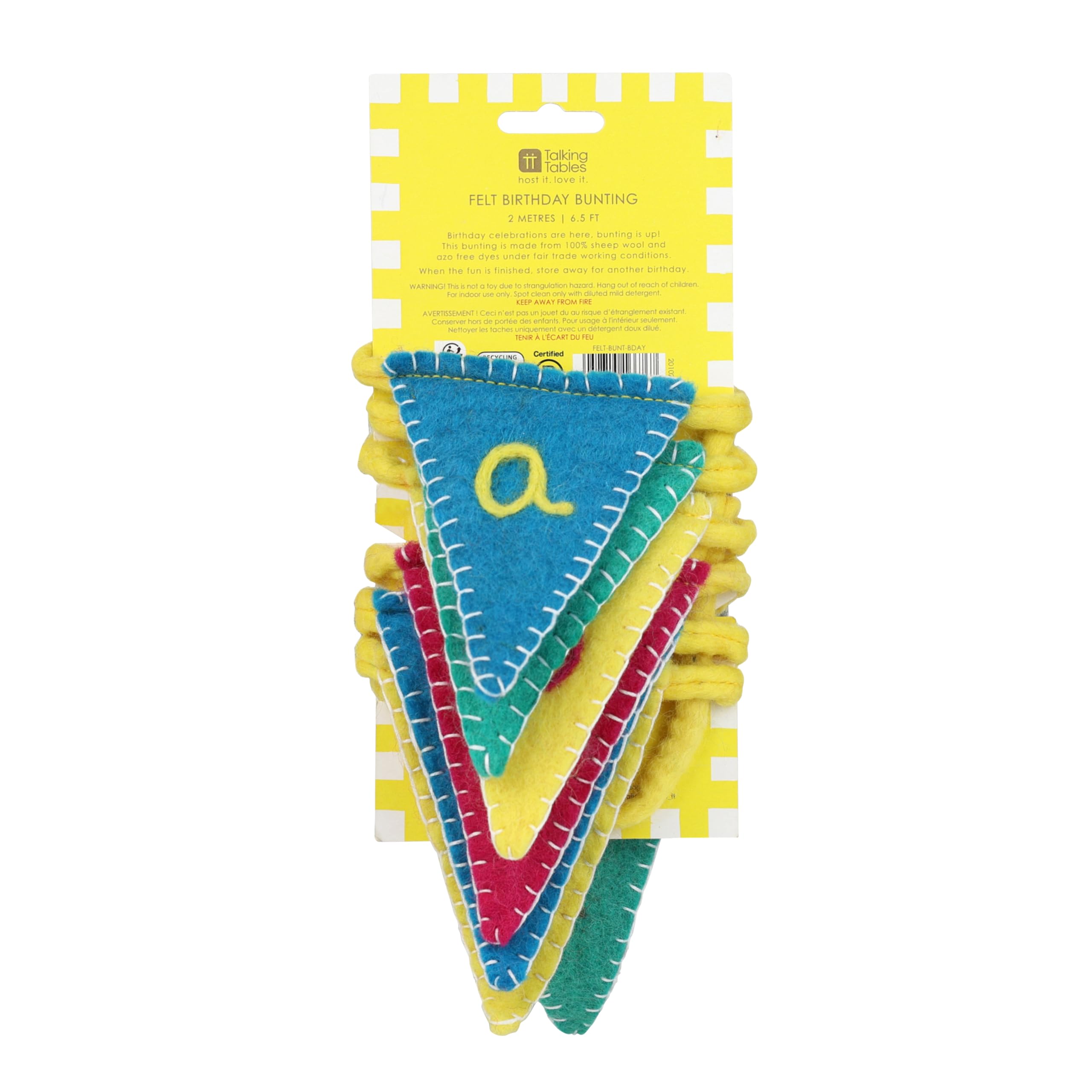 Talking Tables Banderines de Fieltro Reutilizables para Colgar en Fiestas, decoración Colorida para cumpleaños, Celebraciones, Fiestas Infantiles, reuniones Familiares, diseño de Tela Suave