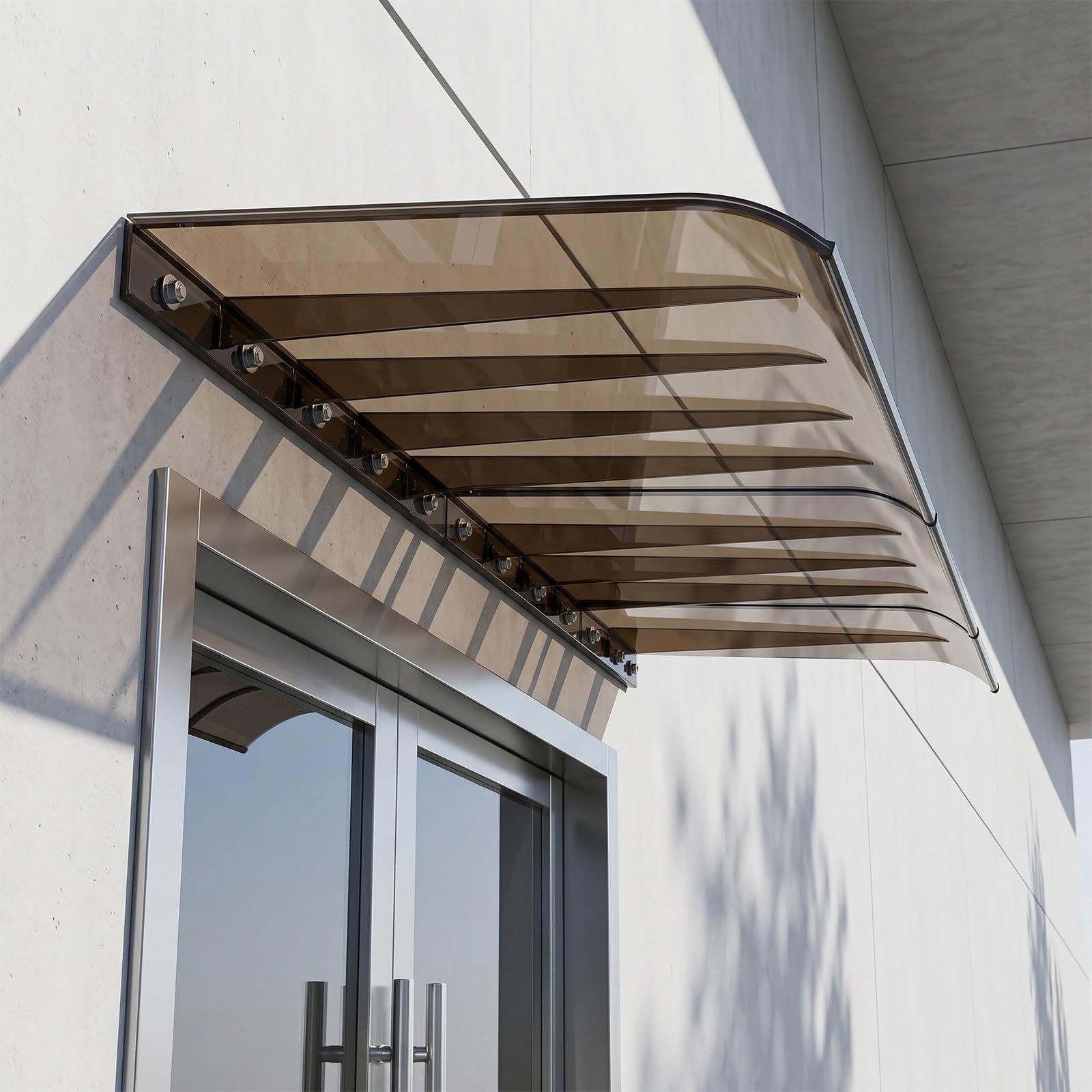 Awning for Door Entrance,Heavy Duty Patio Awning Canopy,Upgraded and reinforced polycarbonate front door awning,For Porch Patio Rain Snow Shelter Cover,Brown(W35*L50cm/W13.7*L19.6in)