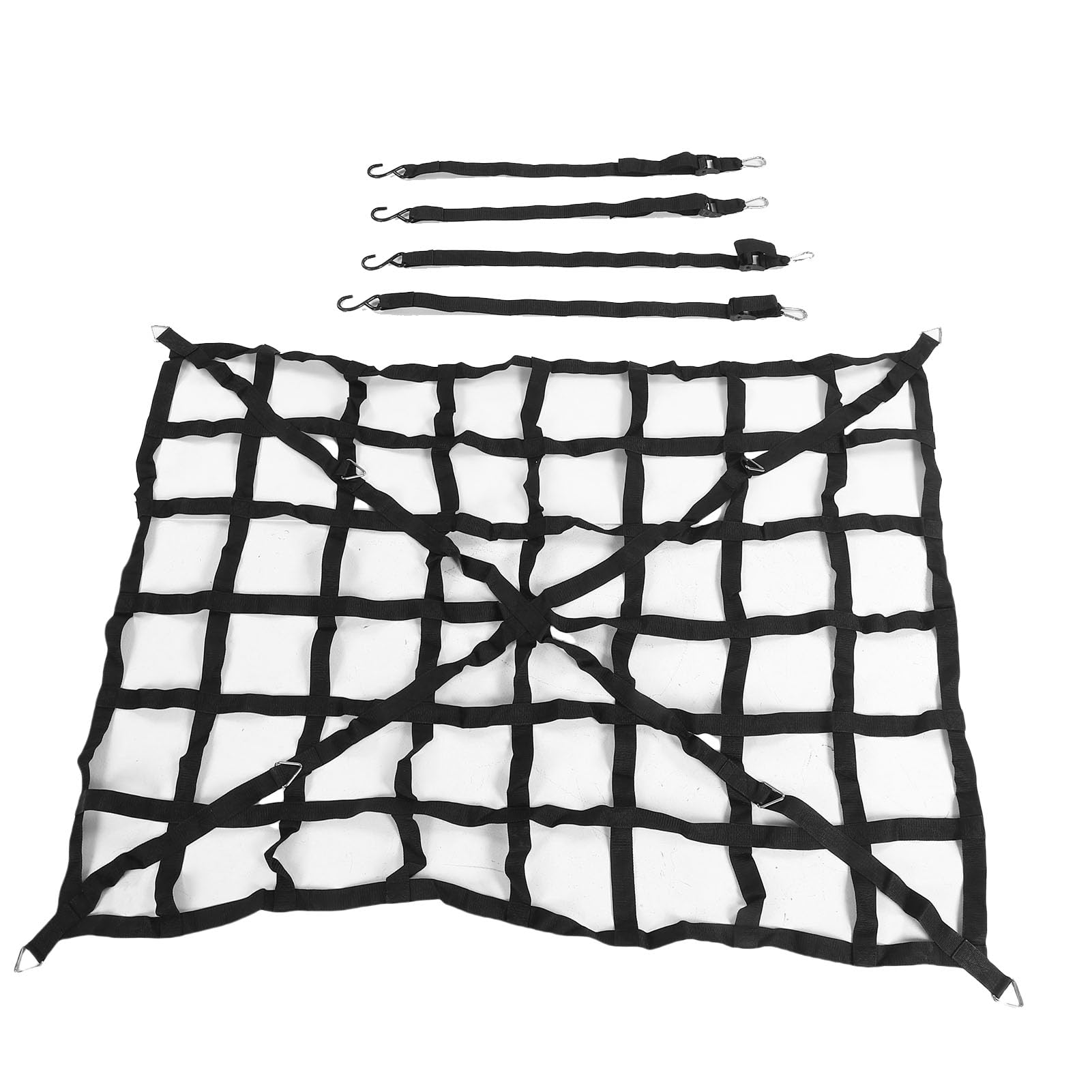 AUNMAS LKW-Ladeflächen-Gepäcknetz, Polyester, Verstellbares Bungee-Gepäcknetz, 1100 Pfund Tragfähigkeit mit 4 Haken, Netz-Organizer für Pickup-Anhänger, SUV, UTV, Dachträger-Aufbewahrung (66" x 50")