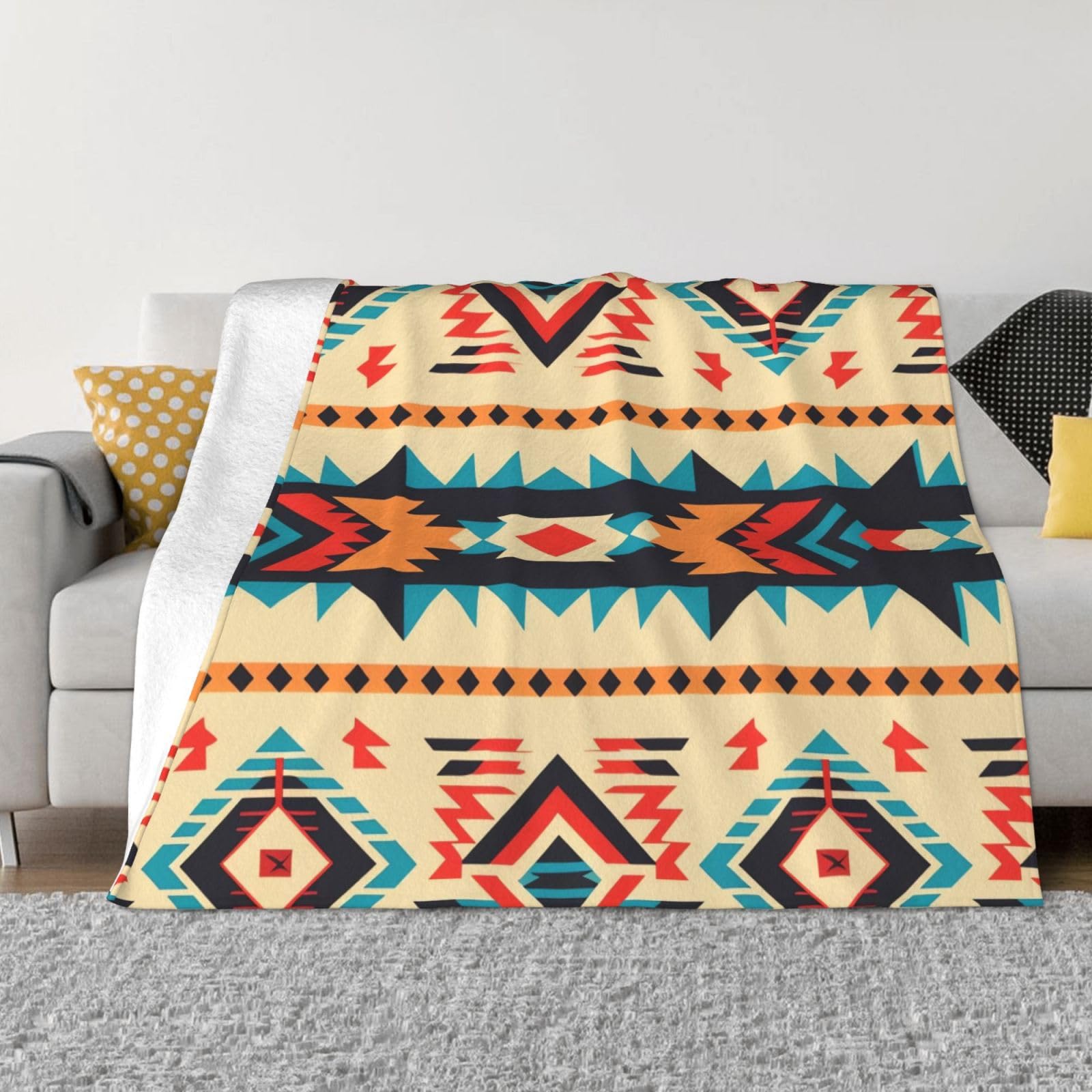 FodPand Native American Fleece Blanket 60"x50" Lightweight Warm Throw Blanket for Bed Couch Cozy Air Conditioning Quilt All Seasons Decorative Fuzzy Blankets Gifts for Women Men
