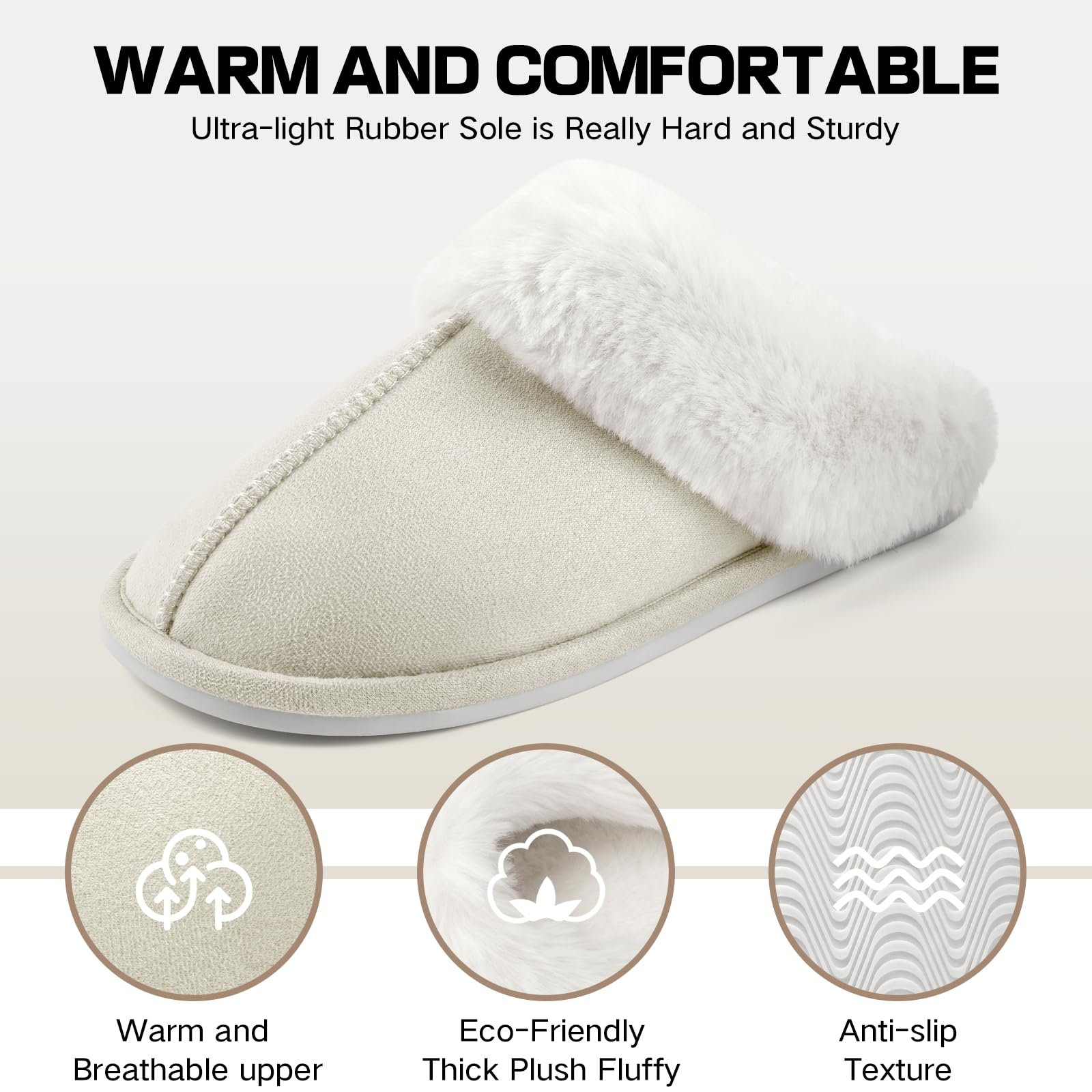 RUVVDR Pantofole Donna Uomo Ciabatte Donna Uomo Invernali Comode Pelose Ciabatte Casa di Cotone Morbido Antiscivolo Slippers Interno & Esterno