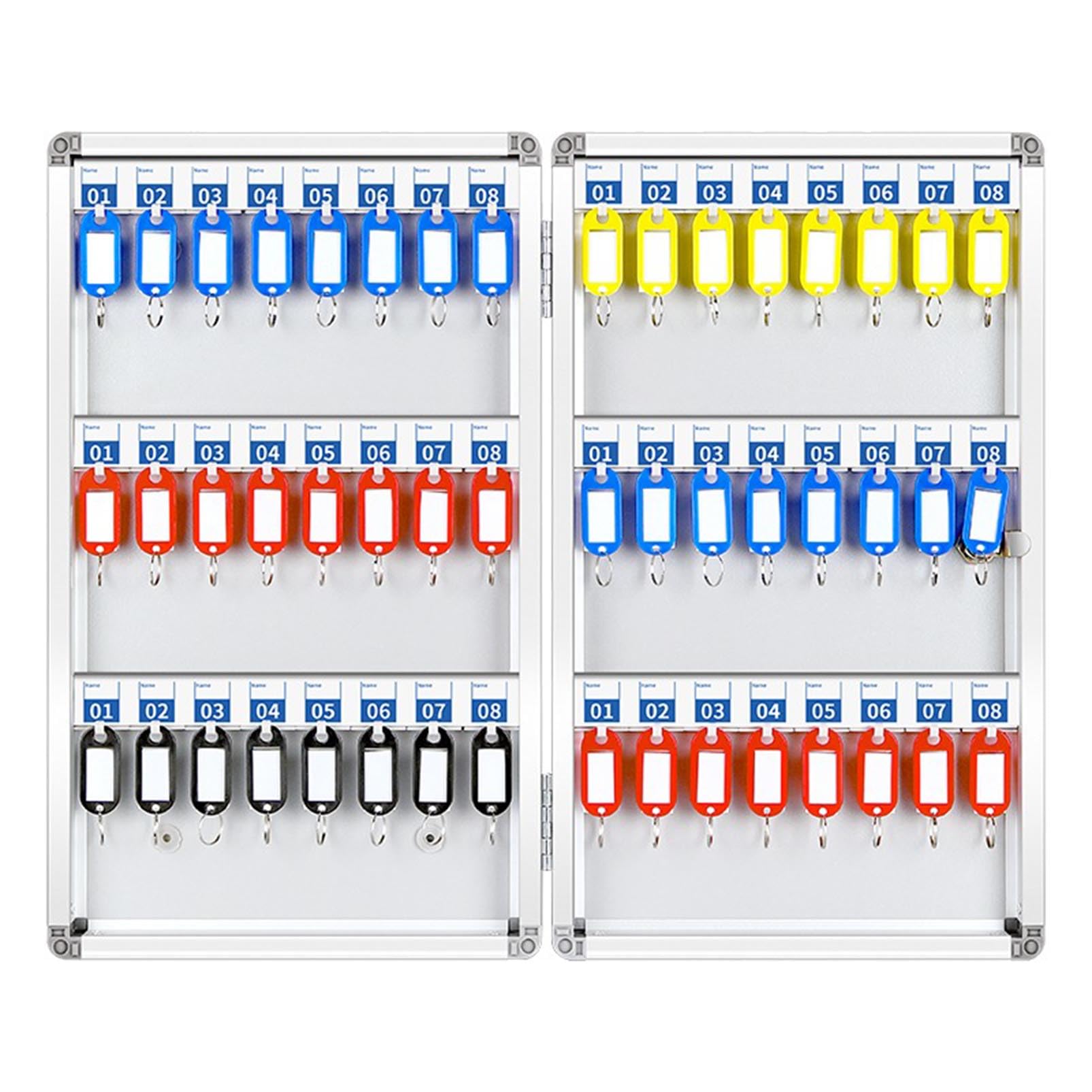 Armoire à clés murale avec serrure en aluminium avec crochets et étiquettes Boîte de rangement sécurisée Protection contre le vol Emplacement pour clés pour voitures, hôtels, bureaux et maisons