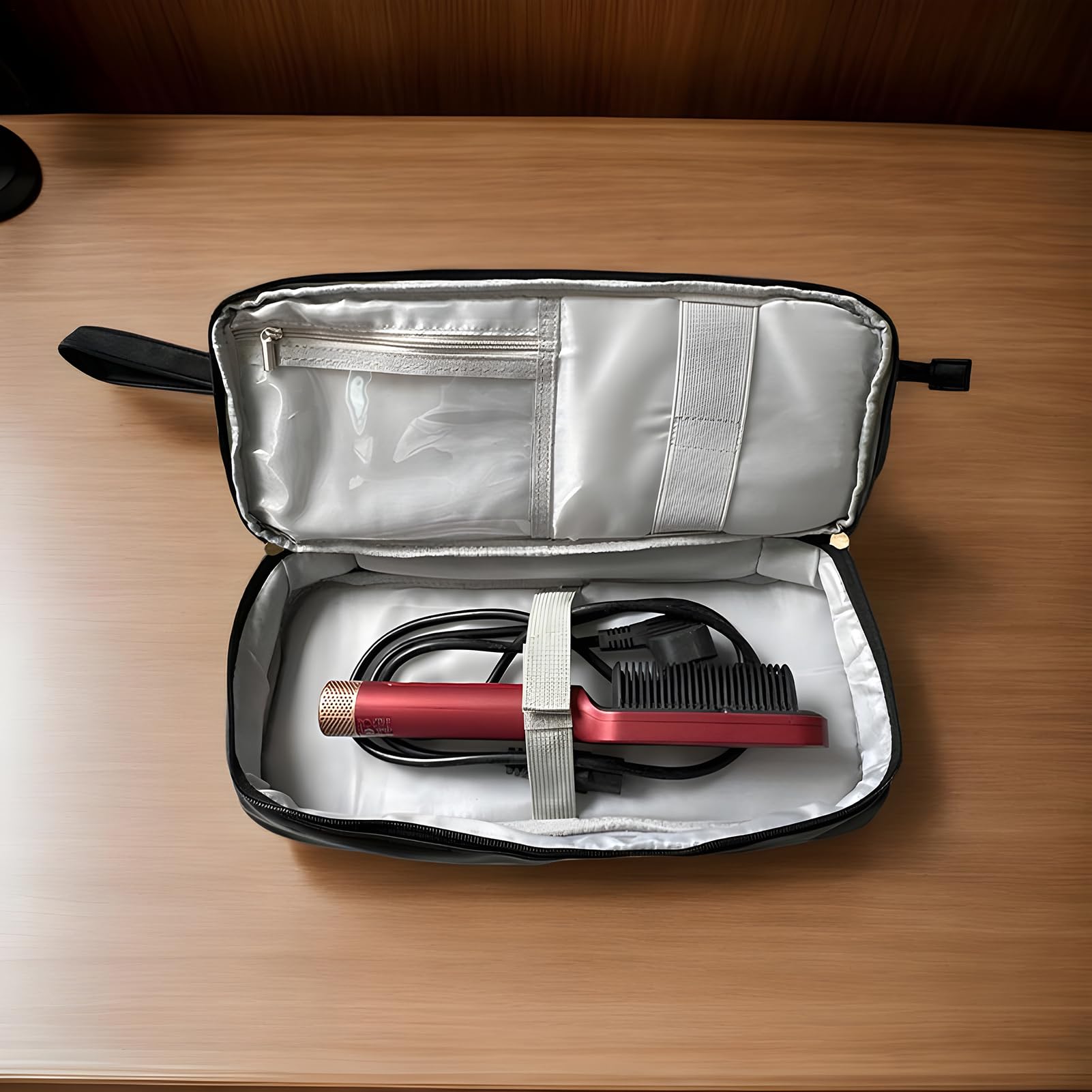 Reisetasche für Haar-Werkzeug, doppellagig, tragbare Friseur-Handtasche, hitzebeständiges Fach, ideal für Zugreisen, Urlaub, Camping, Wochenende, Salon, Fitnessstudio