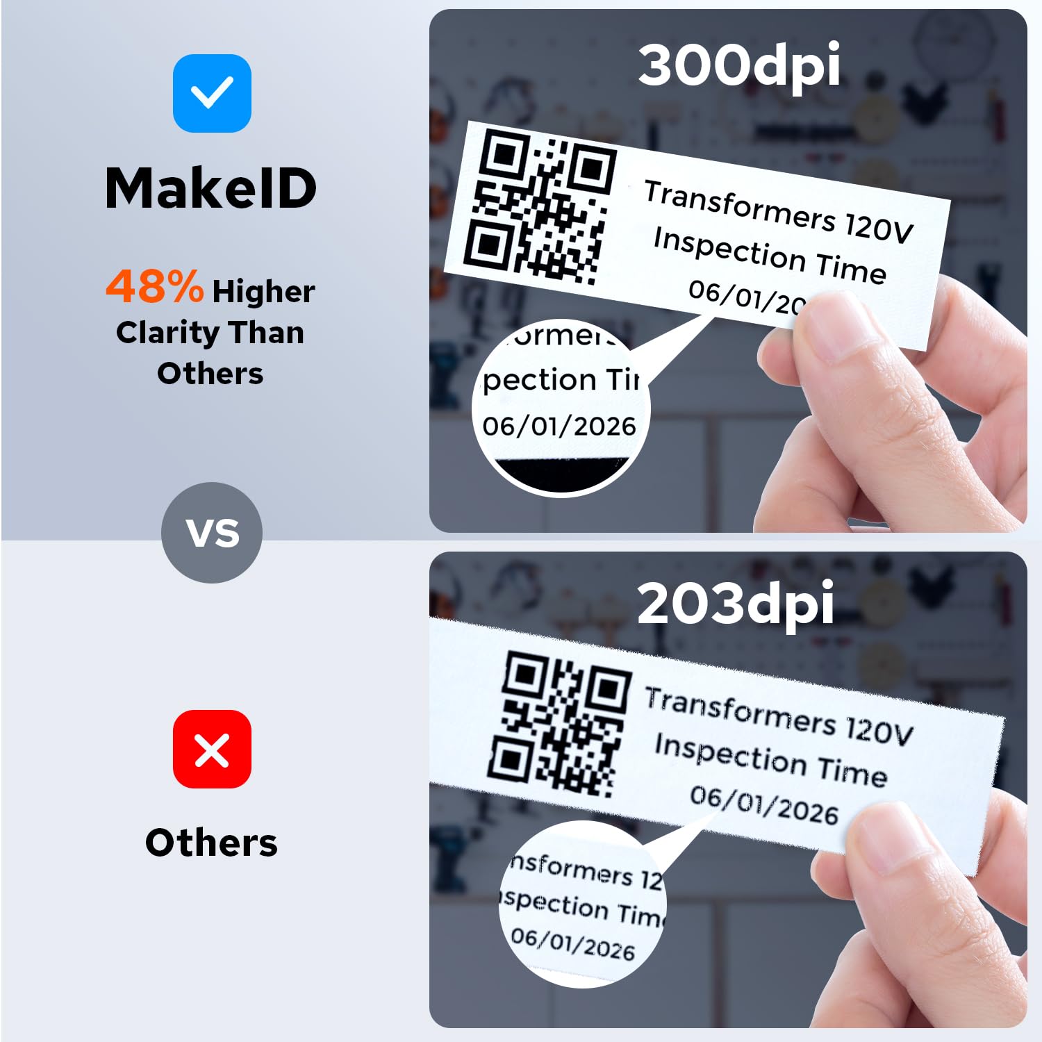 Makeid P31S Tragbarer Etikettendrucker für Schrumpfschlauch, Kabel, 300DPI Thermotransfer, Temperaturbeständig/Staubdicht, Außen und Büro, Kompatibel mit Handy und PC