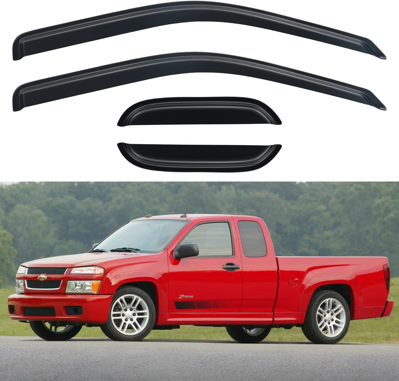 Window Visors Rain Guards Shield for 2004-2012 Chevy Colorado/GMC Canyon Extended Cab, Window Wind Deflectors Vent Shades for 04 05 06 07 08 09 10 11 12 Colorado/Canyon