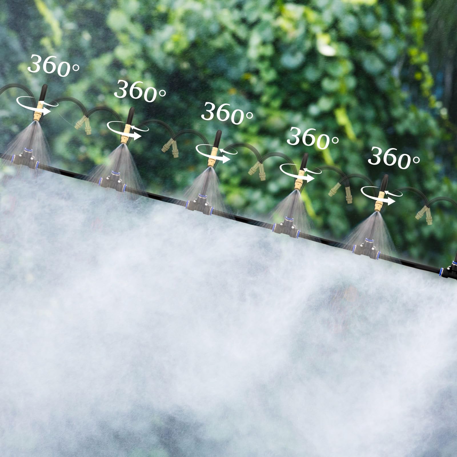 Geelin 15.0 m Garten Tropfbewässerungssystem, 360° Einstellbares Bewässerungsset mit 16 Düsen Automatische Bewässerung Bewässerungssystem für Gewächshaus, Hof, Rasen, Pflanze