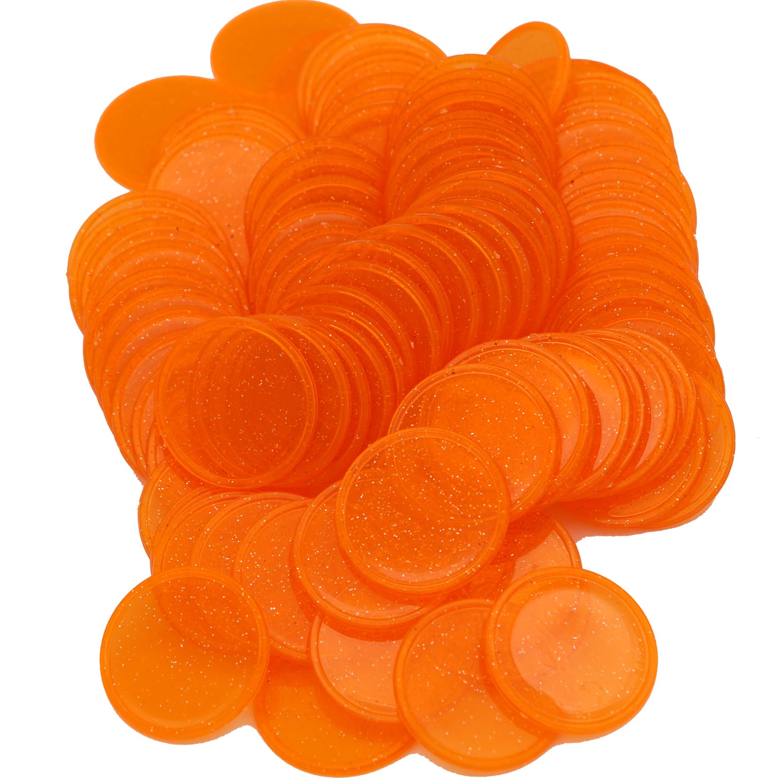 HAKITAROOM Set of 100 Opaque Plastic Learning Counters Mini Poker Chips Game Tokens with Storage Box (Starry Orange, 1.58 Inch)