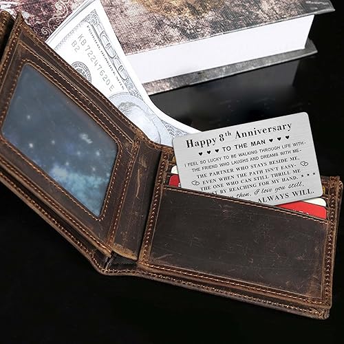 Miniatura 4 de Feliz 8 aniversario para marido y hombre, tarjeta de 8 años de aniversario de boda para él, esposo