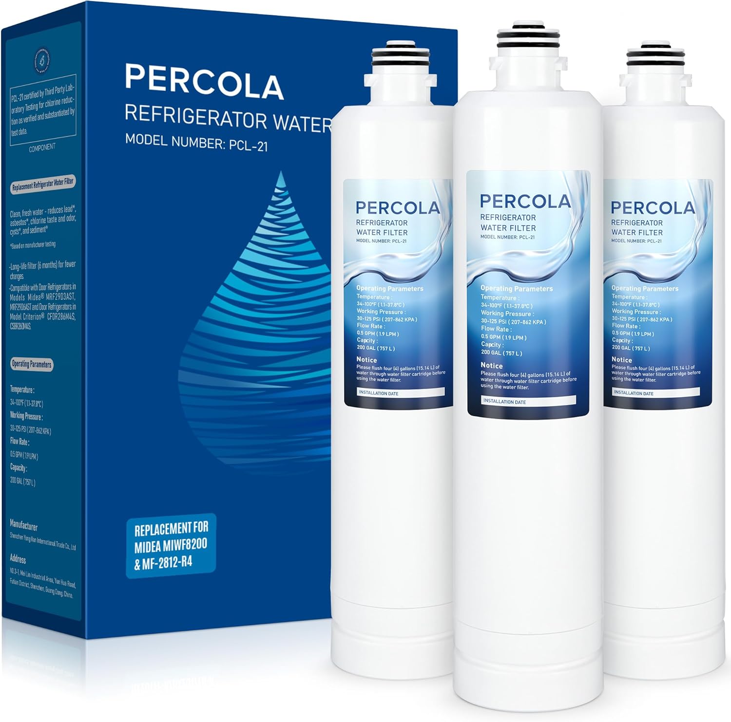 PERCOLA MIWF8200 3-pack Water Filter