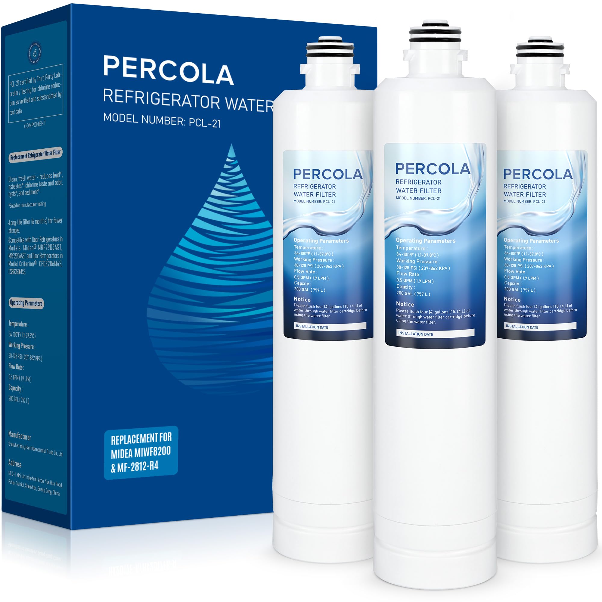 Amazon.com: PERCOLA MIWF8200 Water Filter, Compatible with Midea