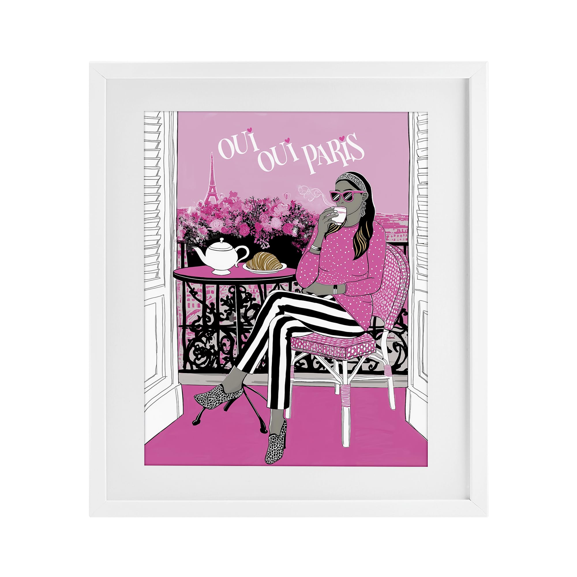 Parisian Cafe Morning Fashion Print, 17 x 21 Inch Framed Print Under Glass