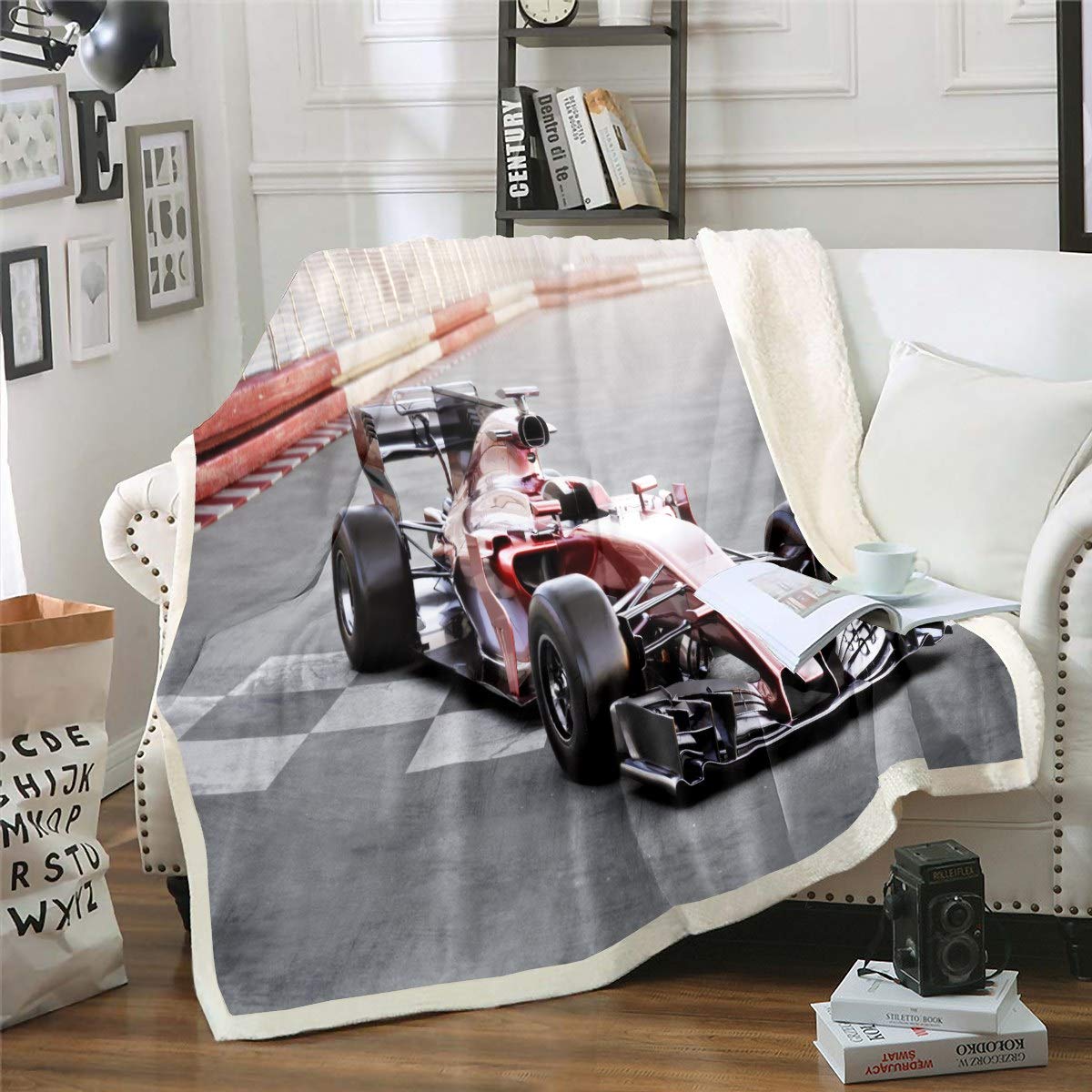 Loussiesd Coperta In Pile Con Tema Auto Sportive Da Corsa – 150x150 Cm, Morbida E Leggera In Microfibra – Per Divano, Letto, Cameretta - 3