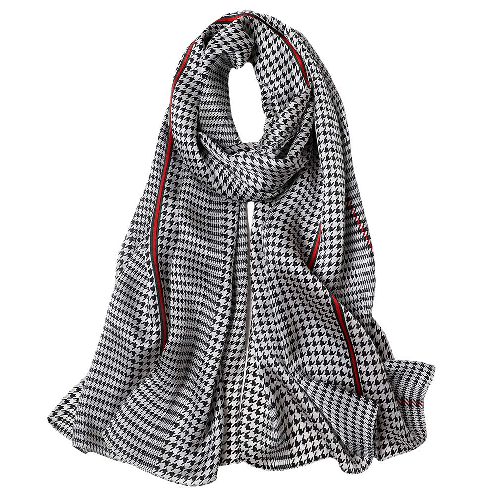 STORY OF SHANGHAI Sciarpa di 100% Seta Charmeuse da Donna Foulard a Raso con Fantasie Orientale, 56x177cm