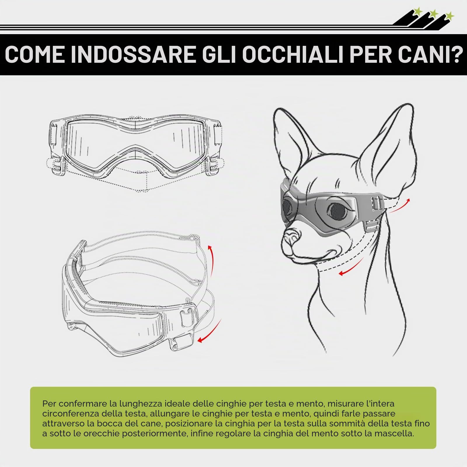 NAMSAN Occhiali anti UV per cani con casco per animali domestici, antivento, per cani di taglia piccola/media