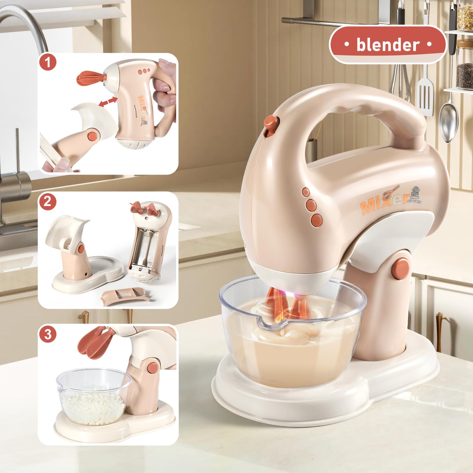 Spielzeug ab 3 Jahre - kinderküche zubehör mit Kinder kaffeemaschine ，Mixer kinderküche ，Toaster and kinderschürze ,Geschenk mädchen & Junge 3 4 5 6 7 Jahre