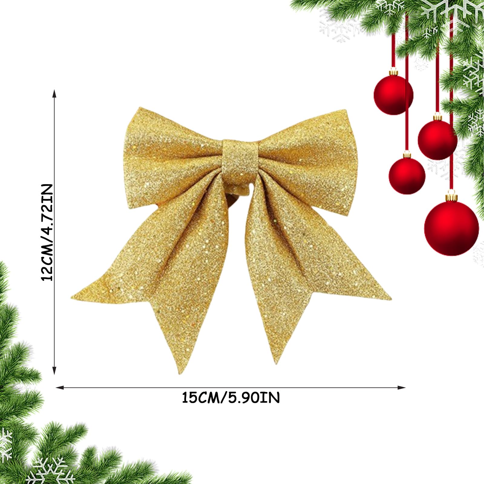 Lazos de Navidad dorados champán con lentejuelas para decoración de árbol de Navidad