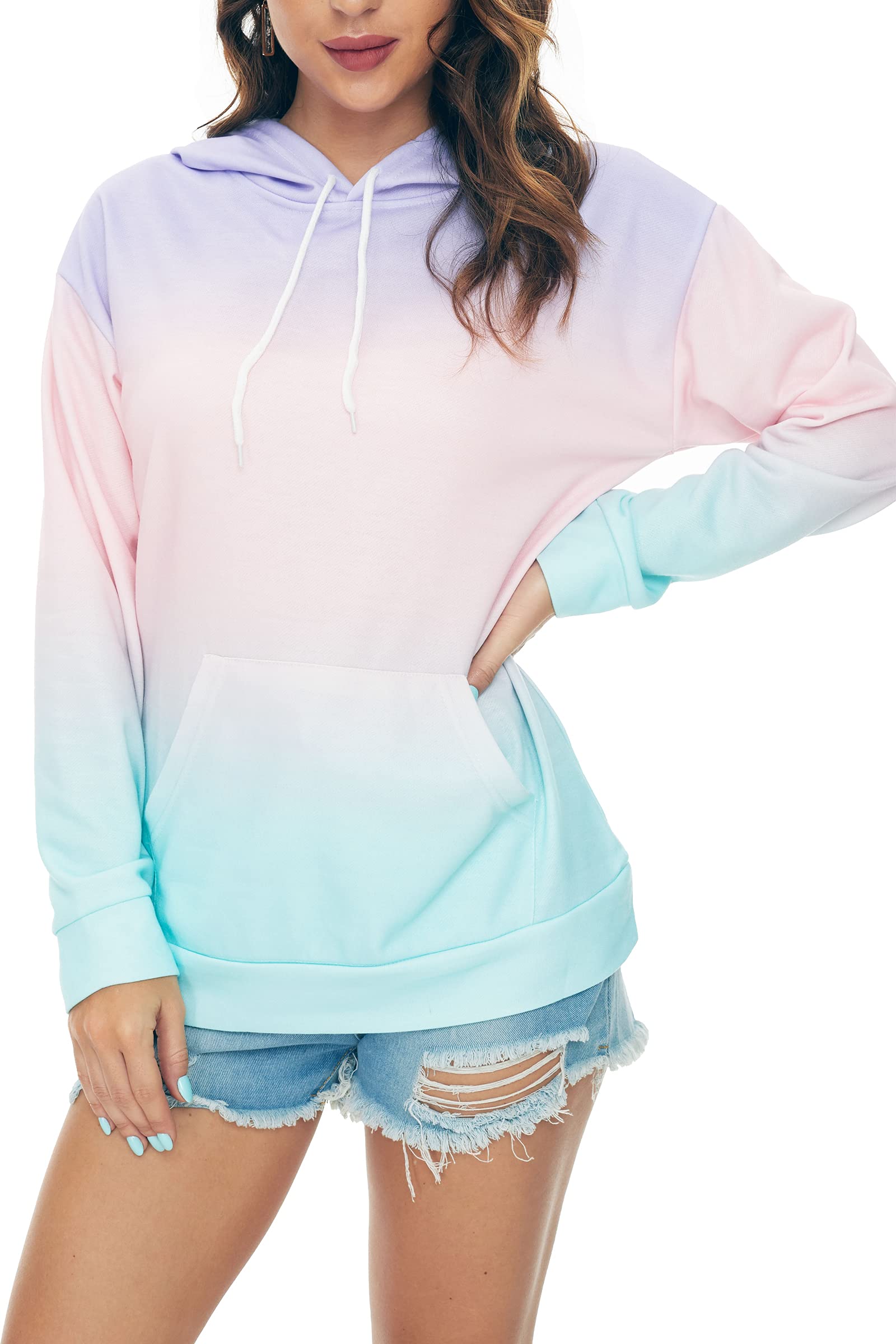 HVEPUOHoodies for WomenTie Dye Pullover Loose Fit Casual Lightweight Sweatshirt