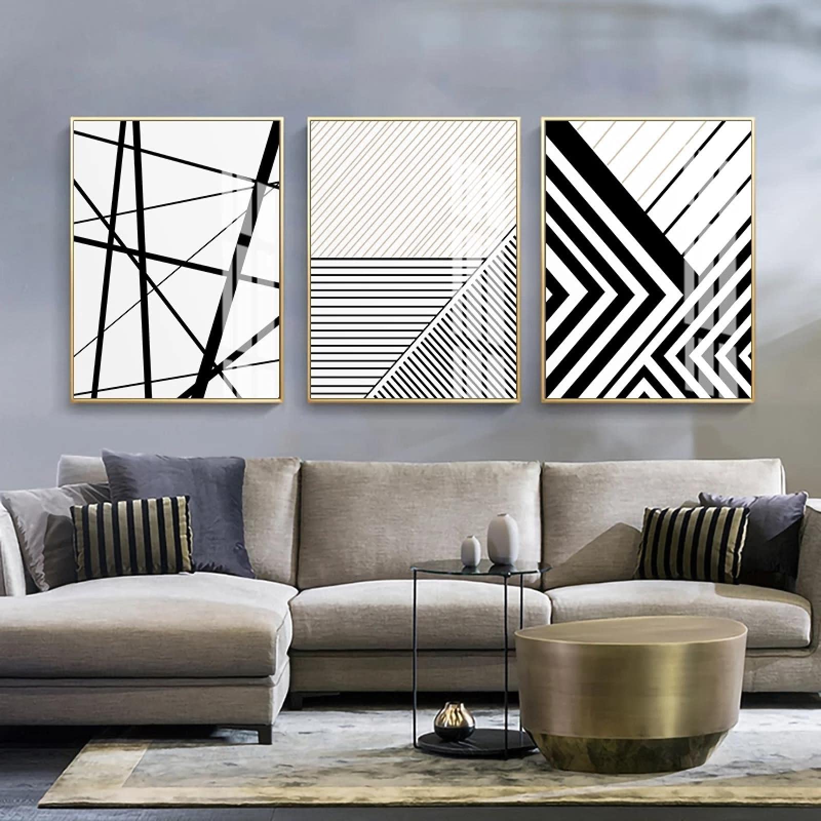 Tableau industriel salon : résolvez le vide mural avec ce triptyque toile - 8