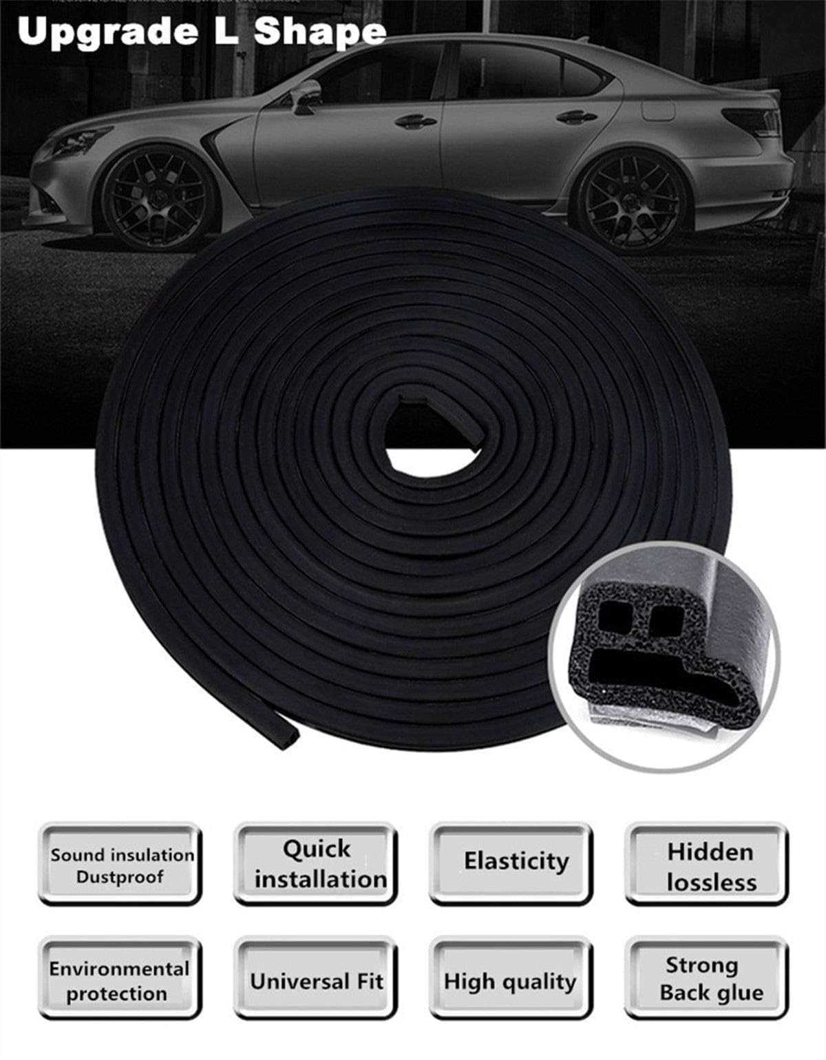 4M Rubber Seal Strip Car Front Rear Side Window Trim Edge Moulding Weatherstrip