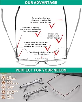 acavefox 3 Pack Blue Light Filter Reading Glasses for Men 1.0-4.0