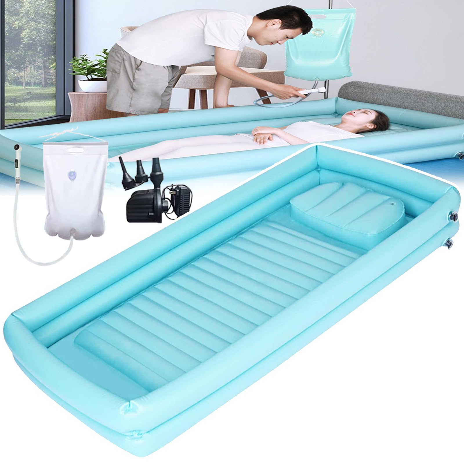 Baignoire gonflable adulte lit PMR 195x90cm avec sac eau 8L