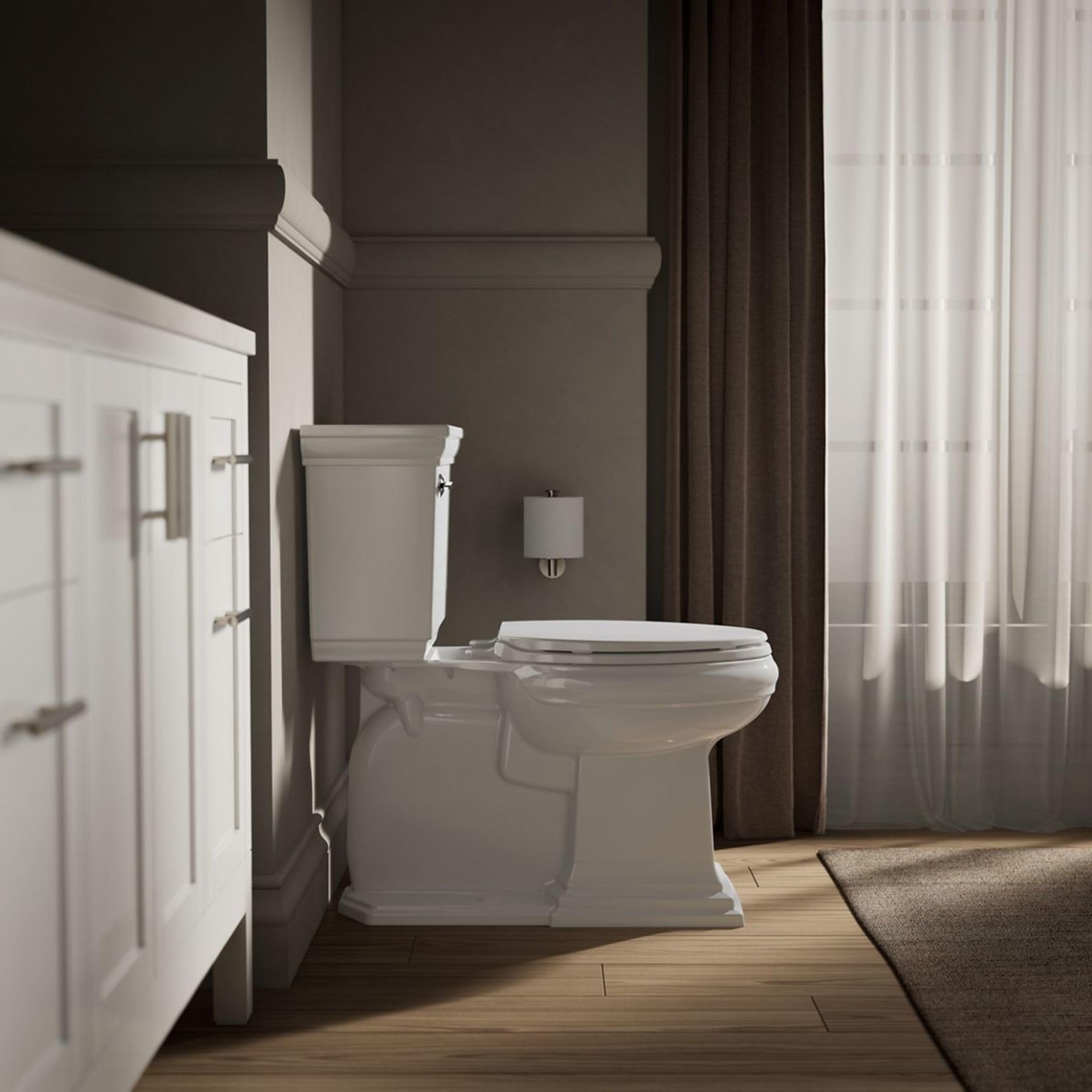 Kohler Brevia 20110-0 Asiento de inodoro alargado con parachoques de agarre, cierre silencioso, accesorios de fijación, bisagras de liberación rápida, blanco