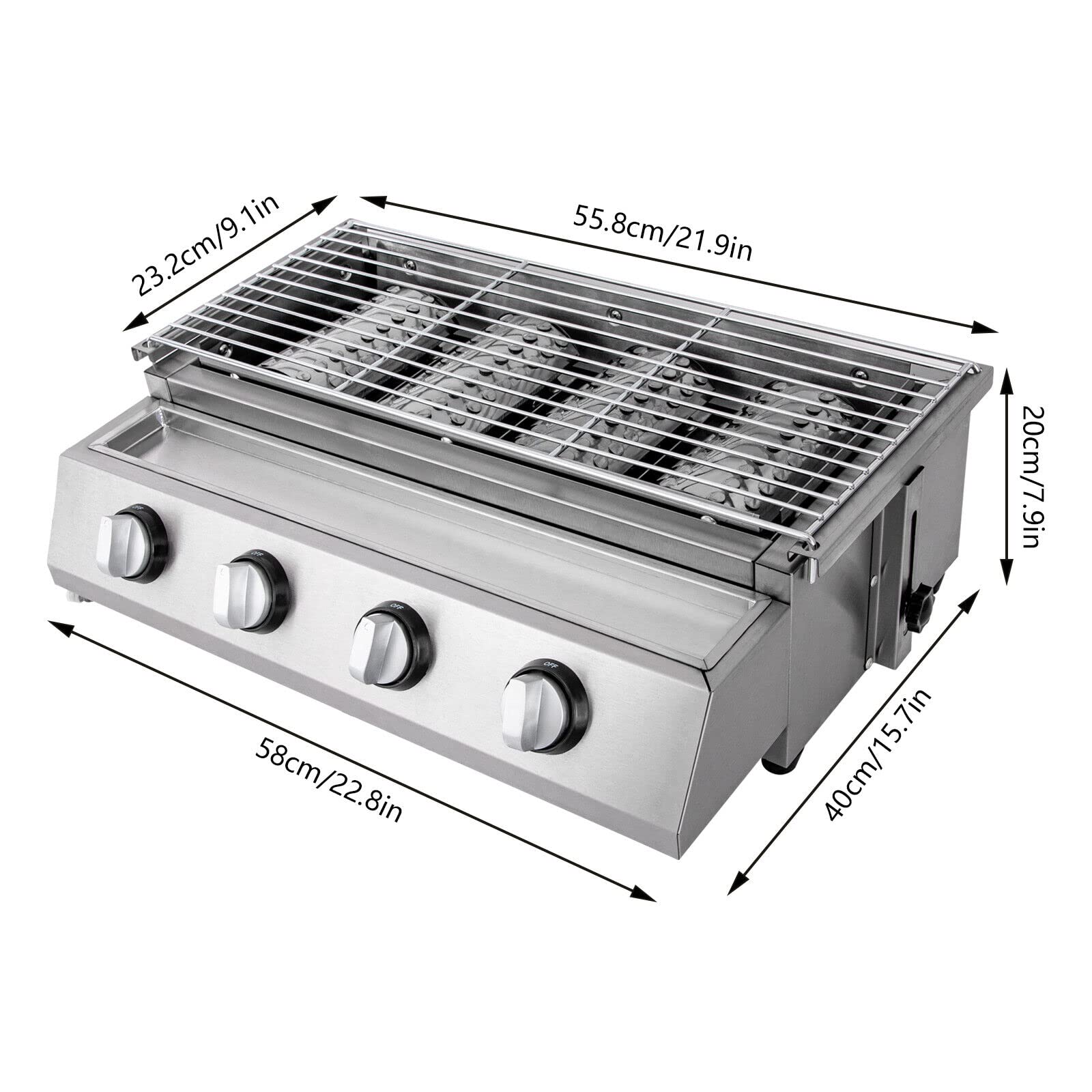 Grill gazowy z 4 palnikami, grill gazowy ze stali nierdzewnej, grill gazowy, grill gazowy, grill gazowy, ze stali nierdzewnej, do stołu