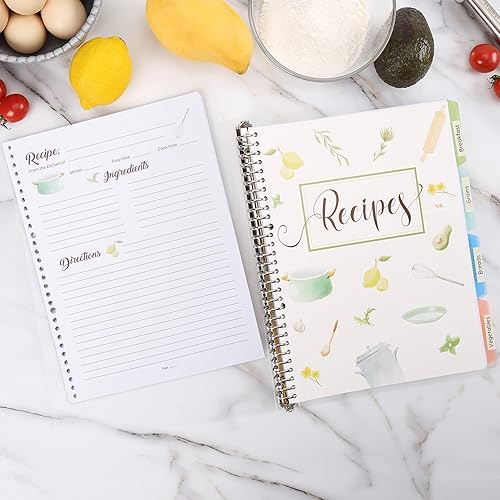Miniatura 6 de Libro de recetas para escribir en tus propias recetas, cuaderno de recetas personal en blanco de 9.6 x 12.5 pulgadas, carpeta de recetas extraíble