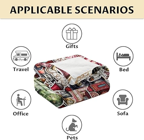 Miniatura 6 de Manta de tren  Suave, mullida y cálida  Manta pequeña de 40 x 50 pulgadas para sofá  Manta roja linda manta de regalo para niños
