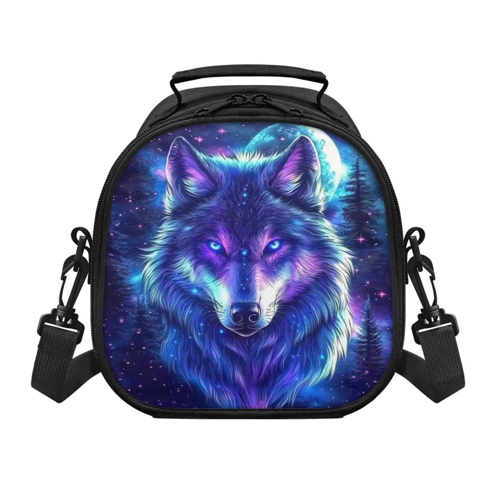 QUJUFOZY Animal Wolf Lunch Box for Boys School Galaxy Wolf Reusable Insulated Lunch Bags Tote Lunchboxes Leakproof Thermal Meal Tote Kit Organzier Storage Bags for Travel Picnic Hiking Beach — image 1
