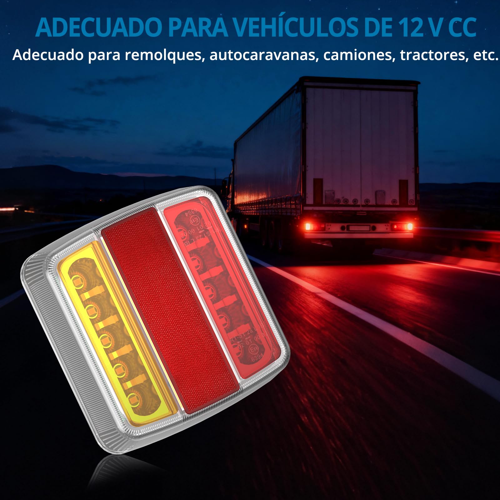 AUTOUTLET 2X Luces Traseras para Remolques Homologado 7pines y 13pines, Cable 7,5m con Luz de Matrícula, Montaje de Imanes,12V 18 LED para Camión, Remolque, Van Caravan