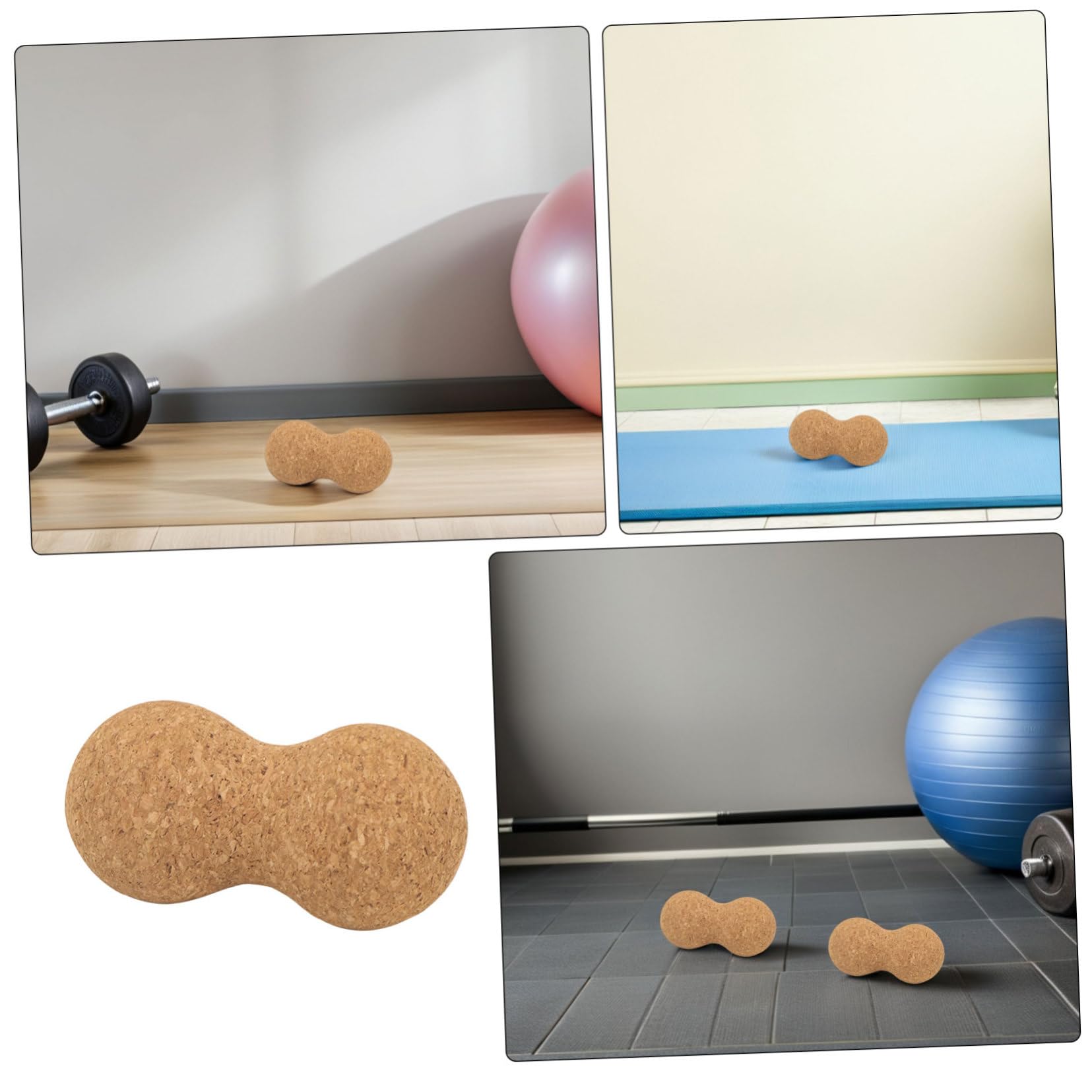 2 Bolas de Masaje de Corcho para Espalda y Pies, Forma de Cacahuete, Antideslizante, Herramienta de Relajación Muscular