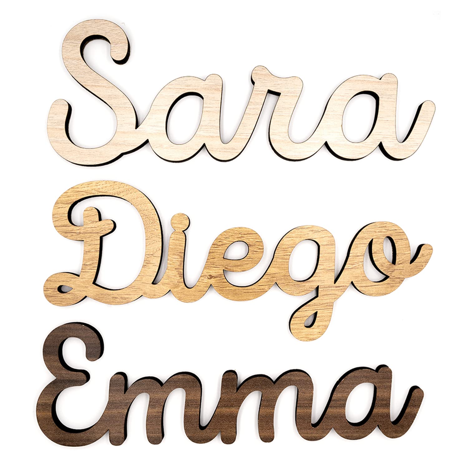 Nombre Madera Personalizado - Decoración Habitación Bebe Niño Niña - Regalo Original Nacimiento Bodas Bautizo Comunión Baby Shower Aniversario - Colgar de Pared Puerta - Niños Niñas Bebés