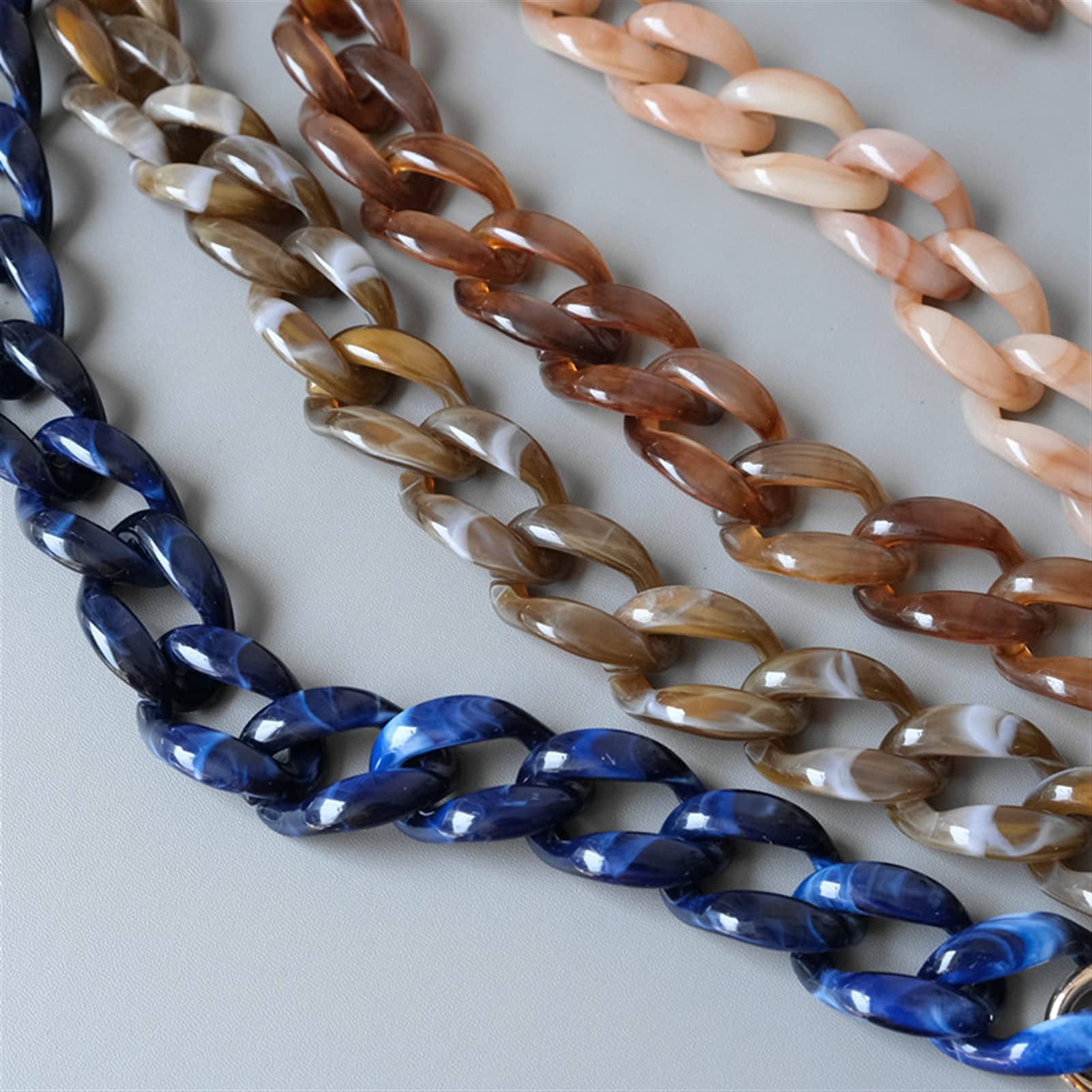 HESHUYAN Handtas Ketting Vrouw Tas Accessoire Zwart Wit Blauw Acryl Hars Kralen Onderdelen Handgemaakte Polsband Vrouwen Vervanging Tas Handvat Ketting Tas Ketting (46CM